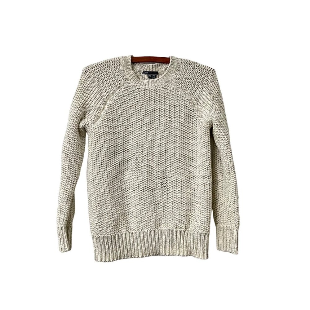 Vince Womens Cream Gray Chunky Knit Long Sleeve Pullover Sweater Size XSmall